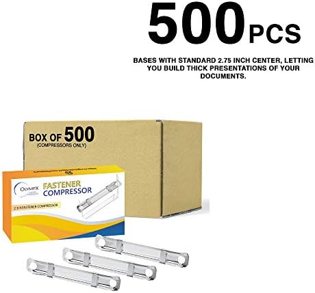 OLYMPX 500 Pcs of Prong Paper Fastener Compressors for Standard 2-Hole Punch, Works with 1 Inch - 3.5 Inch Capacity, 2.75 Inch Center for Paper Fastener Prong Bases, Bulk-Packed (Pack of 2)