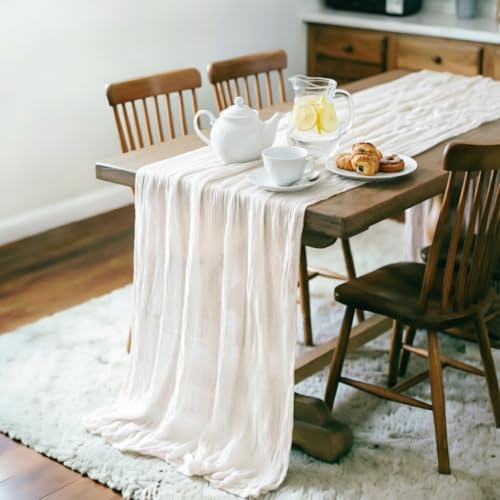 Ivory Cheesecloth Table Runner Fall Boho Wedding Birthday Home Decor