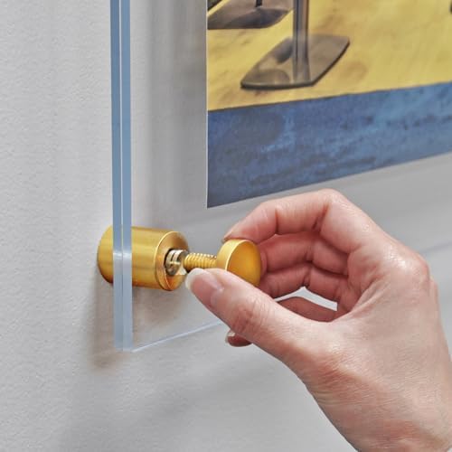 Azar Displays 105530-GLD-2PK Floating Acrylic Wall Frame with Silver Stand Off Caps: 22" x 28" Graphic Size. Overall Frame Size: 26" x 32" (Pack of 2)