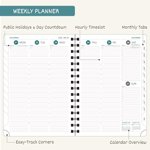 BEZEND 2027 Planner Weekly and Monthly, Daily Calendar Book, Large 8.5"x11"