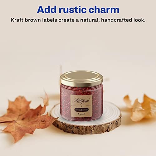 Avery® Kraft Brown Square Labels, Sure Feed® Technology, 1" x 1", 720 Kraft Brown Labels, Print-to-The-Edge, Laser/Inkjet Printable