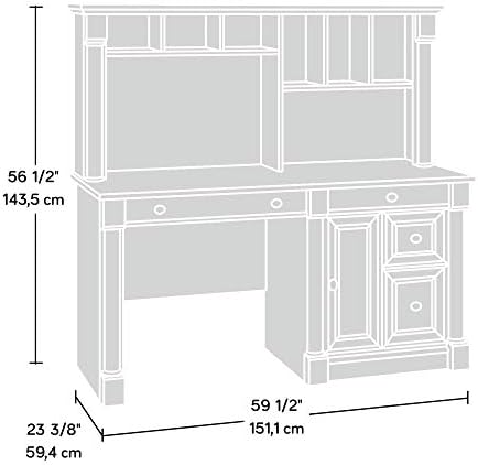 Sauder Palladia Computer Desk with Hutch, Large Storage and File Drawer, Home Office Desk - Select Cherry Finish