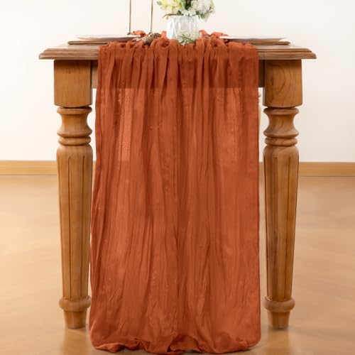 Fall Table Runner Terracotta Cheesecloth Boho Wedding Home Decor