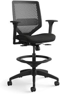 HON Solve Ergonomic Stool, Office Chair, Footring, ReActiv Back, Black