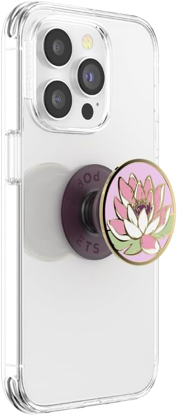 PopSockets Adhesive Phone Grip, Holder- Water Lily | Secure Comfortable Hold, Anti-Drop, Kickstand, Enamel, Designs, Flower, Floral