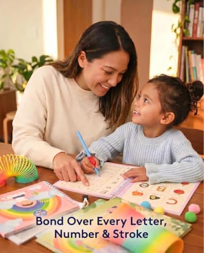 Large Magic Handwriting Practice Copybook, Grooved Handwriting Practice for Kids 3-8, Toddler Writing Practice, Math Calligraphy, Letter Tracing, for Preschool, The Beginner Kit