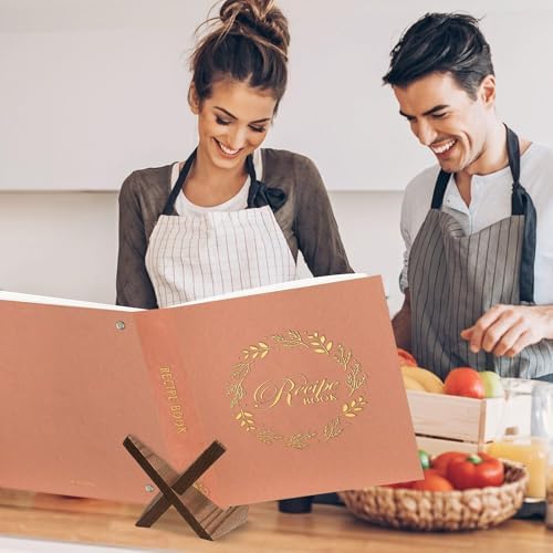 Lanpn Recipe Binder 8.5x11 3 Ring Kit, Waterproof Organizer Binder to Write in Your Own Recipes, Blank Recipe Book with 60 Plastic Sleeves,116 Recipes, Dividers, Labels & Stickers, Rose