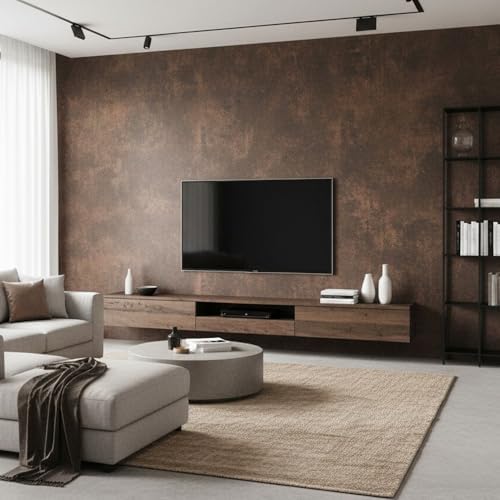 ROSEROSA Peel and Stick Rust Faux Metal Architectural Film Self-Adhesive Vinyl Film Wallpaper Door Wrap Counter Top Border Mirror Molding Trim MG265