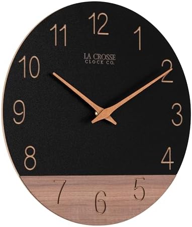 La Crosse Clock 404-3630C 12 inch Dark Sierra Wood Analog Quartz Wall Clock