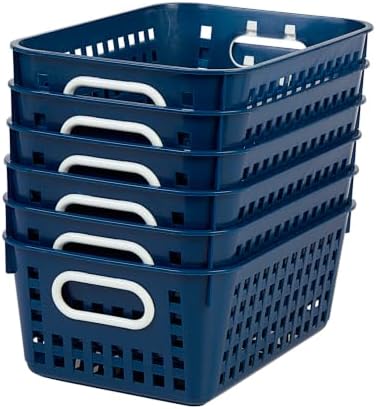 Really Good Stuff Medium Plastic Book Baskets, 11" x 7.5" x 4.5", 6-Pack