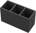 NIUBEE Black Pen Holder 3 Compartments, Acrylic Desk Pencil Organizer Cup | Scratch-resistant thick acrylic with 3 slots for pens, pencils, makeup brushes, office, vanity and school use
