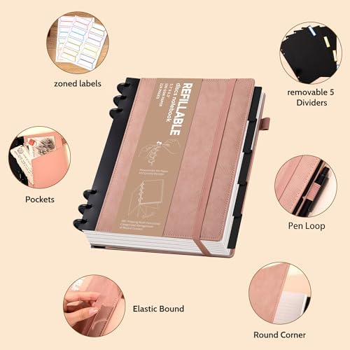 Yoment Refillable Journal Notebooks for Work, Journal for Women Men,Pink