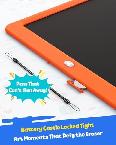 TEKFUN 12" LCD Writing Tablet for Kids Ages 5–8, Fun Drawing Board that Keeps Kids Busy Anywhere, Screen-Free Doodle Pad for Travel, Play & Everyday Use, Easy Gift Idea for Kids (Orange)