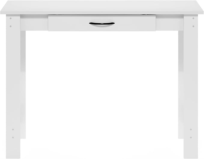 Furinno Jaya Writing Desk with Drawer, White | Computer Desk with H-legs, Writing Desk, Office Desk for Home Office, Study Room, Dorm, Bedroom