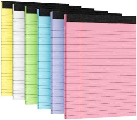 6 Packs Legal Pads 8.5 x 11 Inch, Wide Ruled & Perforated Colored Notepads