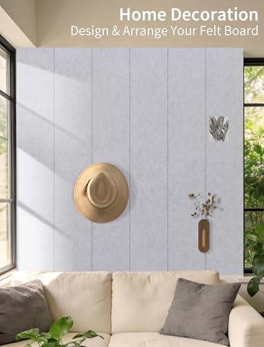 48" x 36" Cork Board Alternative, 12 Pack Felt Bulletin Board Tiles with 30 Adhesive Tabs Wall Push Pin Board for Office Classroom Bedroom Decor