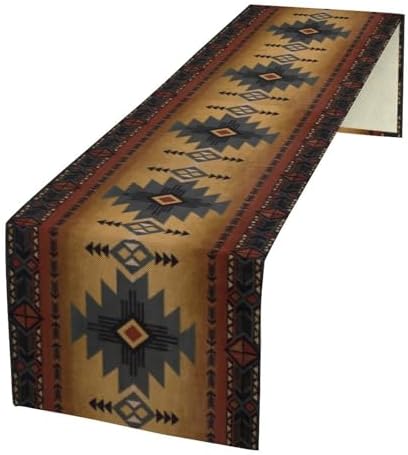 Aztec Table Runner, Southwestern Ethnic Geometric Triditional Table Runner Table Setting Decor for Kitchen Garden Farmhouse Party Holiday Dinner Home, 13x90 Inch