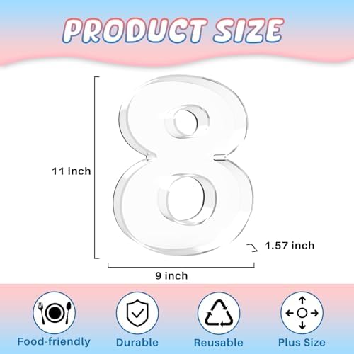 11" Acrylic Number Charcuterie Board Box, Reusable Fillable Number Cake Candy Dish Display Serving Tray for Birthday Anniversary Party Decoration (8)