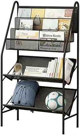 zktoermn Metal Storage Shelves Book, Newspaper, Magazine Storage Rack Storage Shelving Unit Organizer for Laundry Kitchen Bathroom Pantry Closet (Color : Black, Size : 55x28x92cm)