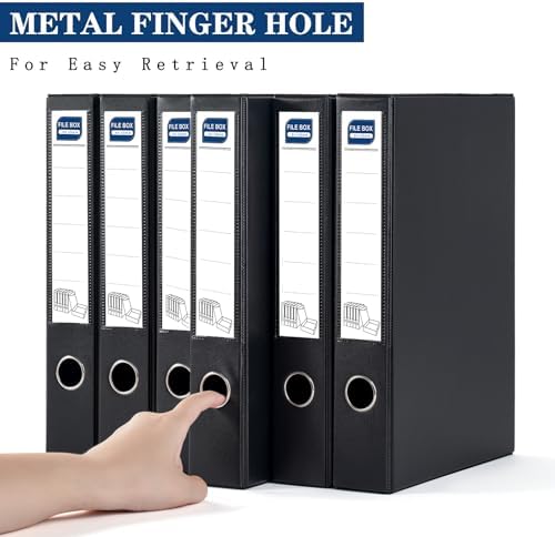 Storage File Boxes, 6 Pack Foldable File Boxes, 50mm Spine, Black