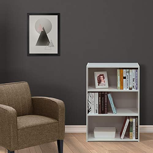 Furinno Wright 3-Tier Book Shelf, Modern Bookshelf, Soft White