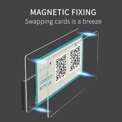 HIIMIEI Acrylic QR Code Stand: Foldable Slant Back Sign Holder - Clear Magnetic Paper Display Standing for Office Store Studios