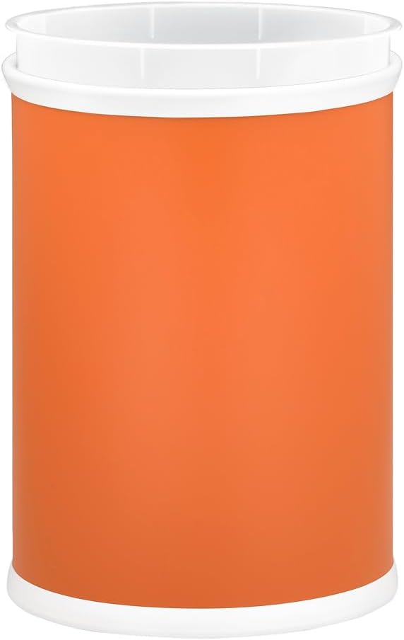 Kraftware Rainbow Oval Wastebasket with Plastic Liner, Adding Color and Fun to the Bathroom and All Other Rooms in the Home or Entertainment Space, 13 Quart Capacity, 2 piece Set, Orange
