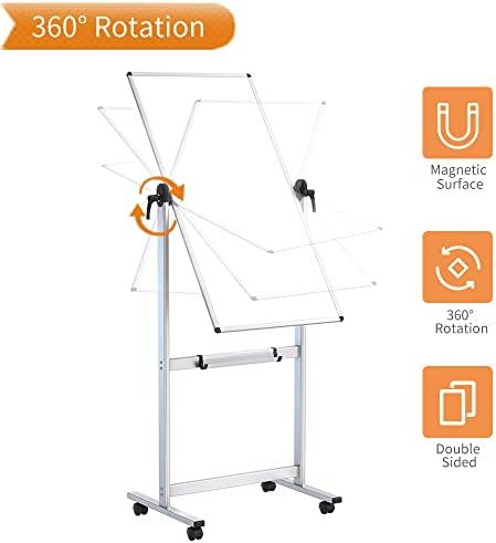 VIZ-PRO Double-Sided Magnetic Mobile Whiteboard, 48" x 24"