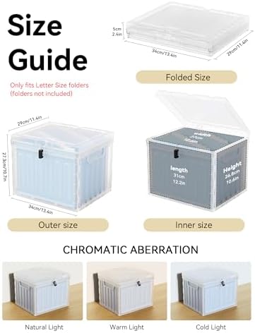 Oterri Lockable Plastic File Box with Lid for Letter-Size | Hanging File Folders Not Included. Clear, Large 1-Pack. Home, Office, Classroom, Dorm, Tax, Under Bed, Filing Cabinet.