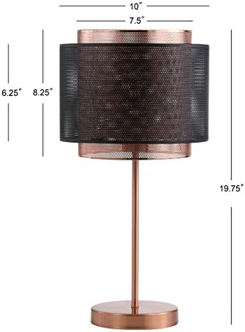 JONATHAN Y Tribeca Double Mesh Drum Table Lamp 19.75" Metal, Copper/Black