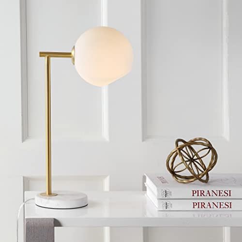 JONATHAN Y Charles Modern Globe Bedside Table Lamp 20.5", Gold/White