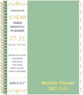 2027-2031 Monthly Planner, 5 Year Monthly Planner/Calendar 2027-2031, 60-Month Jan 2027 – Dec 2031, 9" x 11", Tabs, Double-Side Pocket, Holidays, Thick Paper - Green