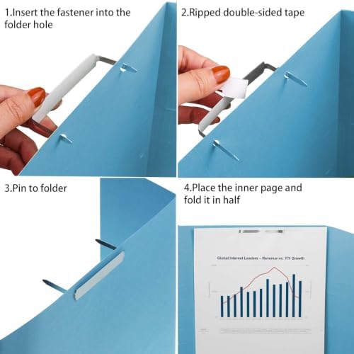 QYH Self-Adhesive Prong Paper Fasteners 1 inch Capacity, 130 Fasteners/Box