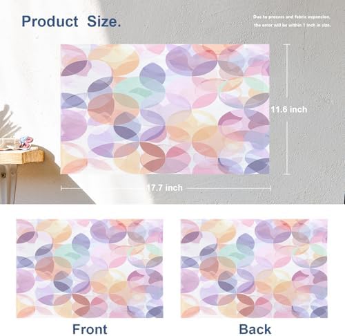 Batmerry Soft Translucent Linen Placemats Set of 4, Overlapping Shapes Pastel Washable Table Mats for Kitchen Table Thickened Heat Insulation Dining Set Indoor Outdoor 12X18 in
