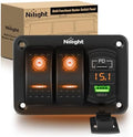 Nilight 2 Gang Rocker Switch Panel with PD Type C and USB Charger Voltmeter