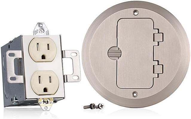 Leviton 15 Amp 1-Gang Floor Box Assembly, Commercial Grade, Tamper-Resistant, Self-Grounding, 25251-TFN