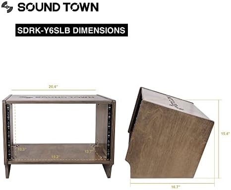 Sound Town DIY 6U Angled Desktop Turret Studio Rack with Solid Baltic Birch Plywood, Weathered Brown, Assembly Required (SDRK-Y6SLB)