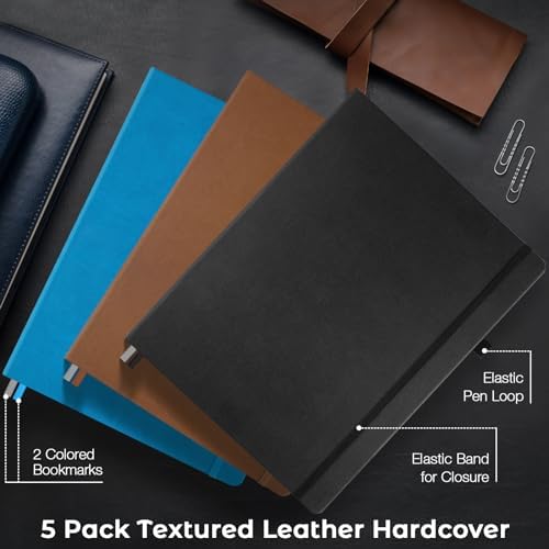 College Ruled Notebook, Large A4 Hardcover Leather Journal for Women Men