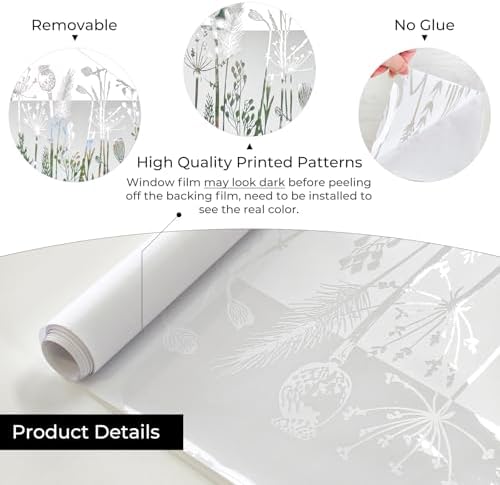 ADD.HERES Stained Glass Window Film, Window Film Decorative, 17.5 x 78.7 in