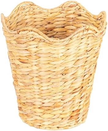 Household Essentials Woven Wastebin with Scalloped Edge, Natural