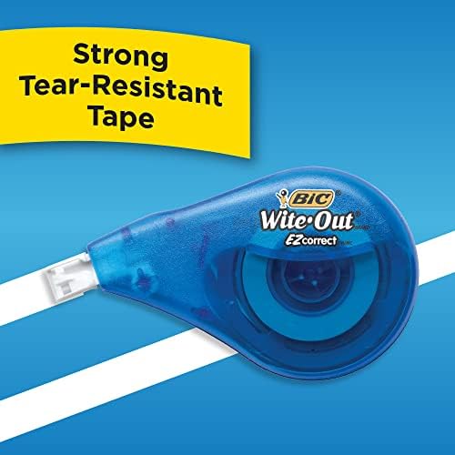 BIC Wite-Out Brand EZ Correct Correction Tape, Applies Dry, Translucent Dispenser Shows How Much Tape is Remaining (Pack of 9, 162 Count Total)