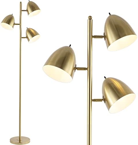 JONATHAN Y Billy 3-Light Contemporary Metal Floor Lamp 66.5", Brass Gold