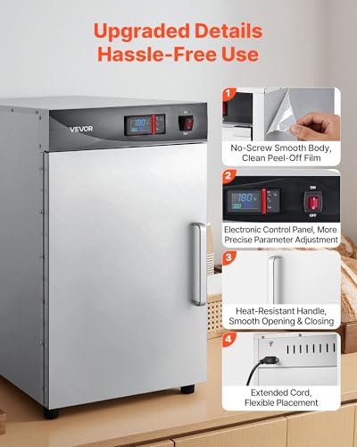 VEVOR Electric Hot Box Food Warmer, 5-Tier Commercial Warming Cabinet with Water Tray, Single-Door and Adjustable Shelves, Stainless Steel Food Warmer Cabinet, for Restaurant, Kitchen, Pizza, Chicken
