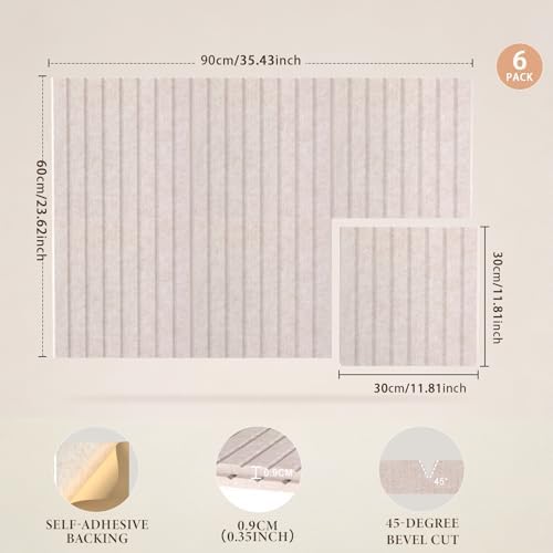 JBER Cork Board Alternative, 6 Pack 36" x 24" Felt Board, Light Camel