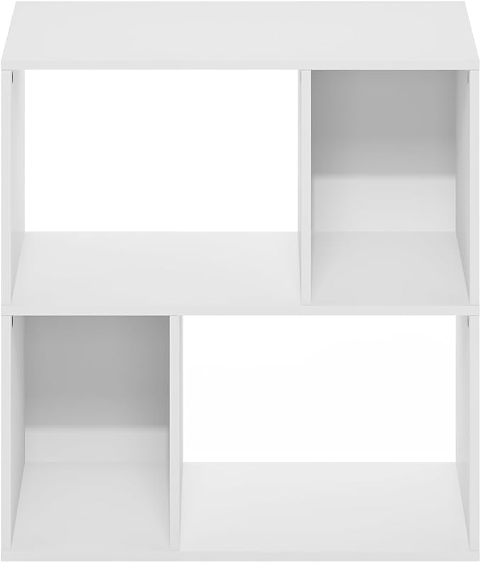 Furinno DALY Book Shelf, 4-Cube Bookshelf, Cube Storage Organizer Bookcase with Irregular Compartments, 11.7 x 23.6 x 24.7, for Living Room, Bedroom, Home Office, White