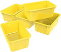 Storex Small Cubby Bins – Plastic Storage Containers for Classroom, 12.2 x 7.8 x 5.1 inches, Class Yellow, 5-Pack (62418A05C)