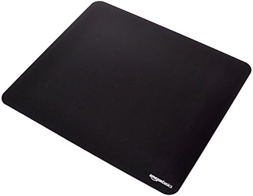 Amazon Basics Large Square Computer Mouse Pad, Cloth and Rubberized Base, 17.7L x 15.7W inches, Black