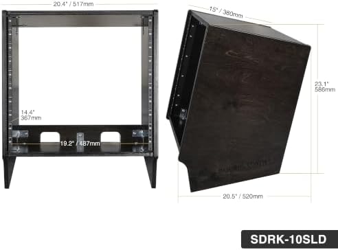 Sound Town DIY 10U Slanted Desktop Turret Studio Rack for Home Studio and Recording Room, Baltic Birch Plywood, Black Espresso (SDRK-10SLD)