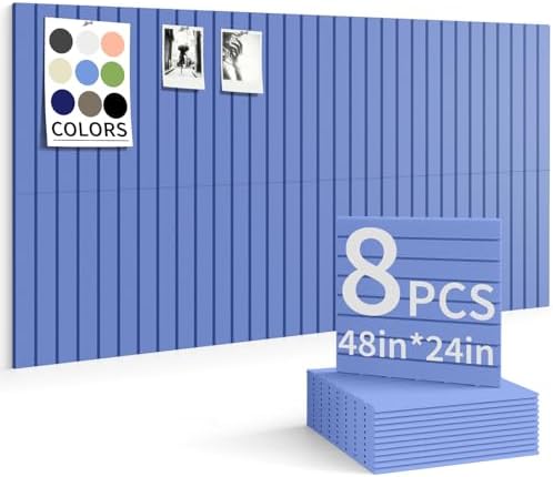 48" x 24" Cork Board Alternative, 8 Pack Felt Bulletin Board Tiles with 30 Adhesive Tabs Wall Push Pin Board for Office Classroom Bedroom Decor
