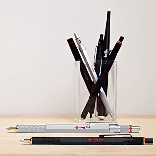 Rotring 800 Retractable Ballpoint Pen, Metal Barrel, Medium Point, Black Ink, Refillable, 1 Count